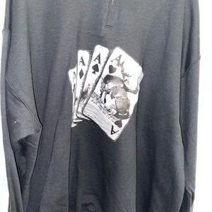 Jerzees Black Men's Sweatshirt with Playing Cards Graphic